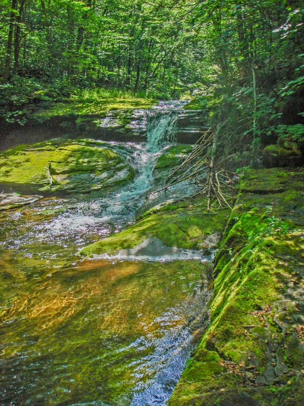 small cascade on dry brook stream on the way to the summit of Eagle Mountain