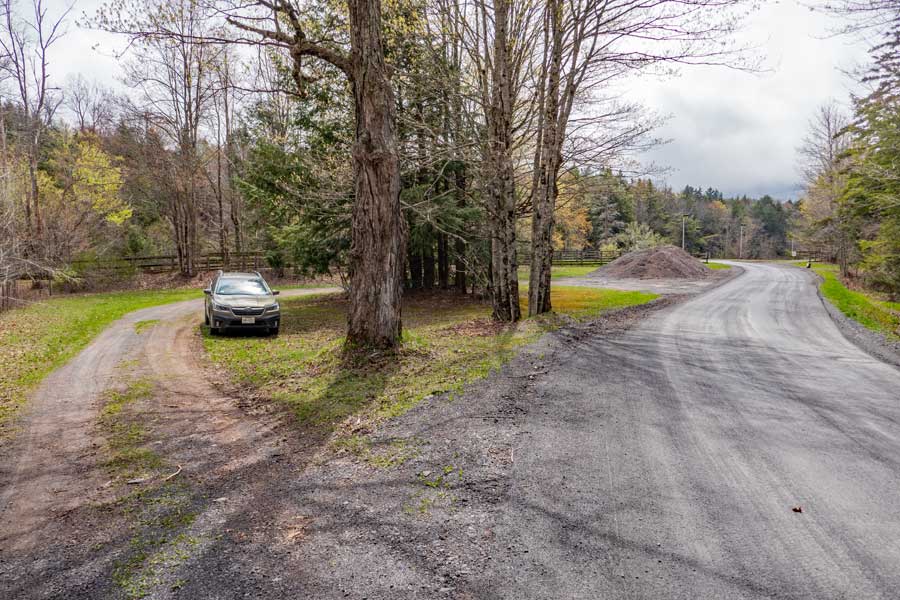parking area at the bottom of Allen Lane for the Huckleberry Bike Park