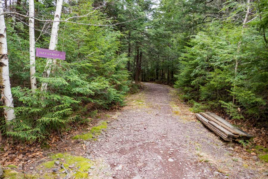trailhead for the Hathaway Trail in the Tannersville Bike Park  