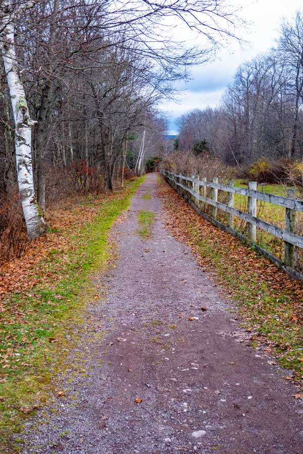 beginning of the path of the western portion of the Tannerville Rail Trail