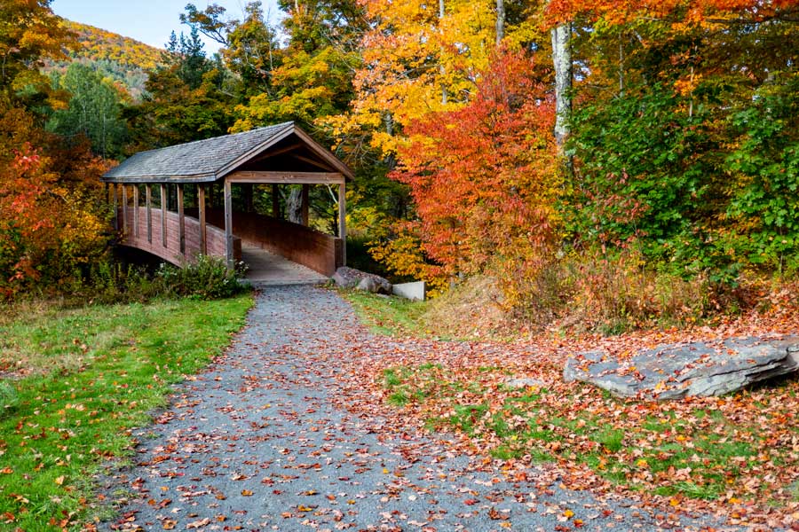 Covered bridge over the Batavia Kill Creek on The Windham path