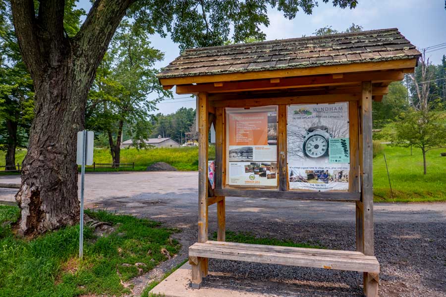 Kiosk at the Trailhead of The Windham Path off Route 23.