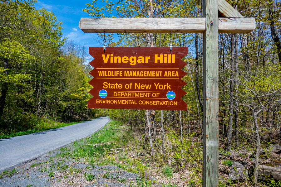 entrance to the Vinegar Hill Parking Area off North Beech Ridge Road