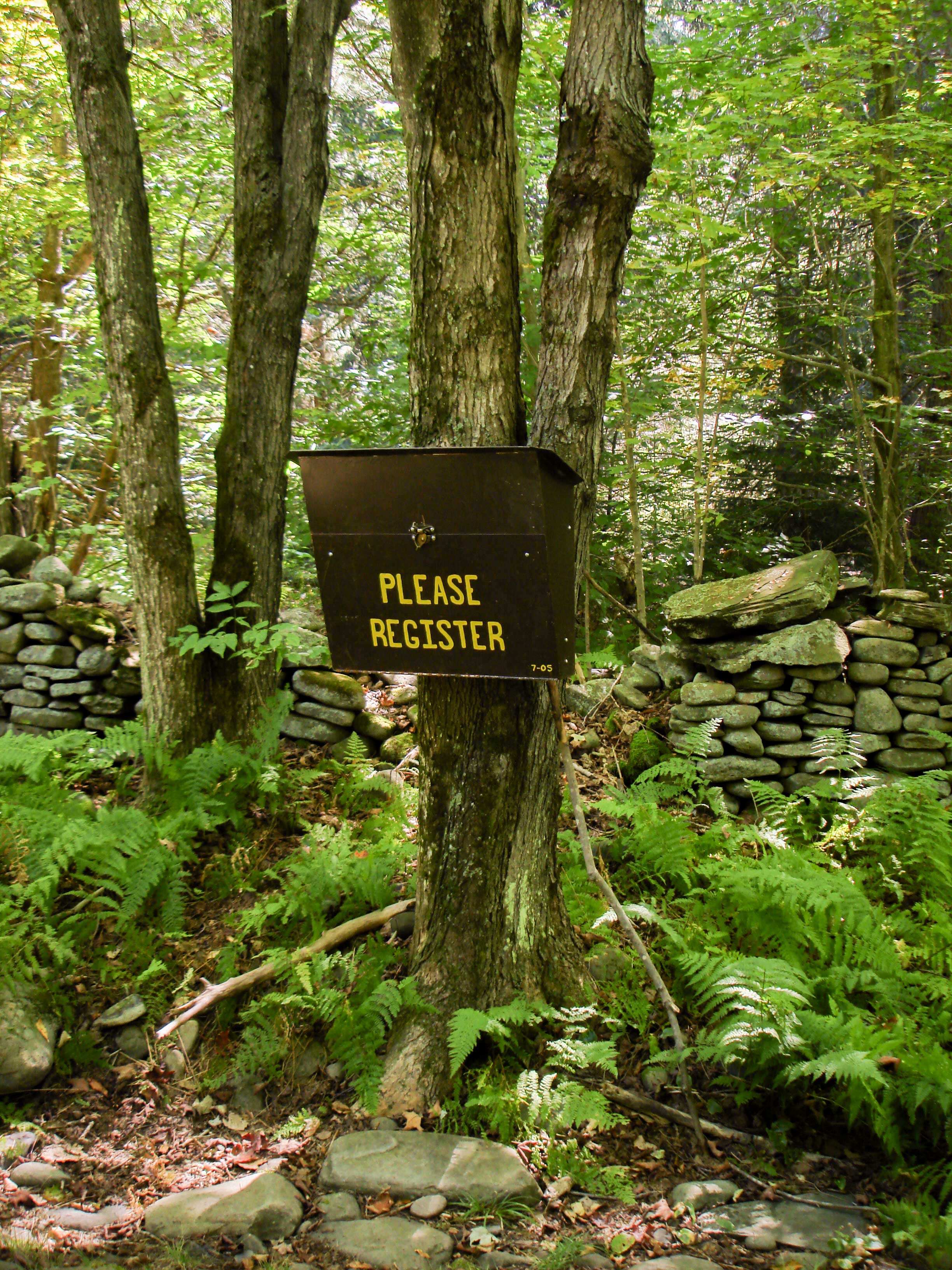 DEC registration box for hike to Hunter Mountain