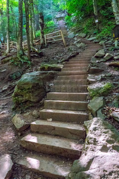 stairs down to the middle pool of kaaterskill falls