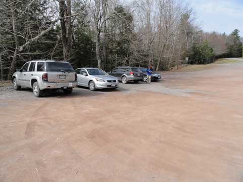parking lot at the outflow of south lake in north-south lake campground