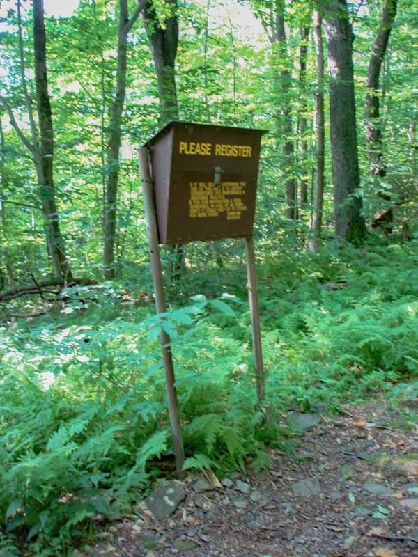 DEC registration box for the hike on the Dry Brook Ridge Trail