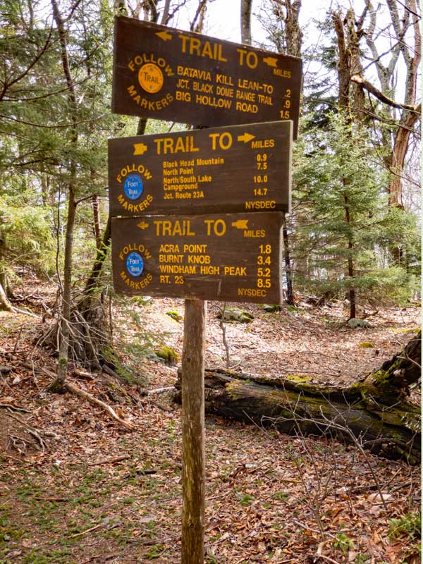 trail junction for Batavia kill Trail and Escarpment Trail