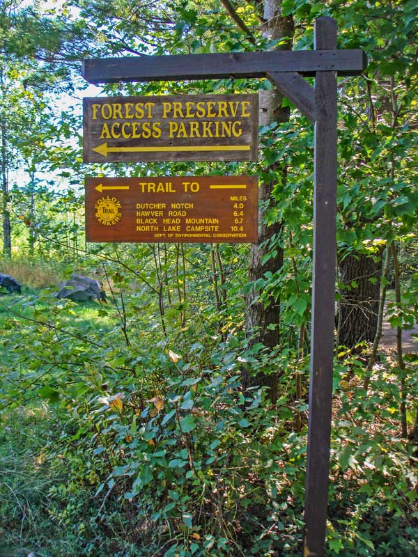 dec trail sign for the Colgate Lake Trailhead Parking Area