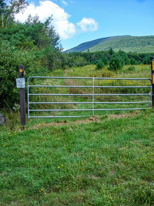 metal gate at the beginning of the Colgate Lake Trail
