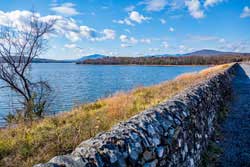 View of ashokan reservoir from the from the Ashokan Rail Trail