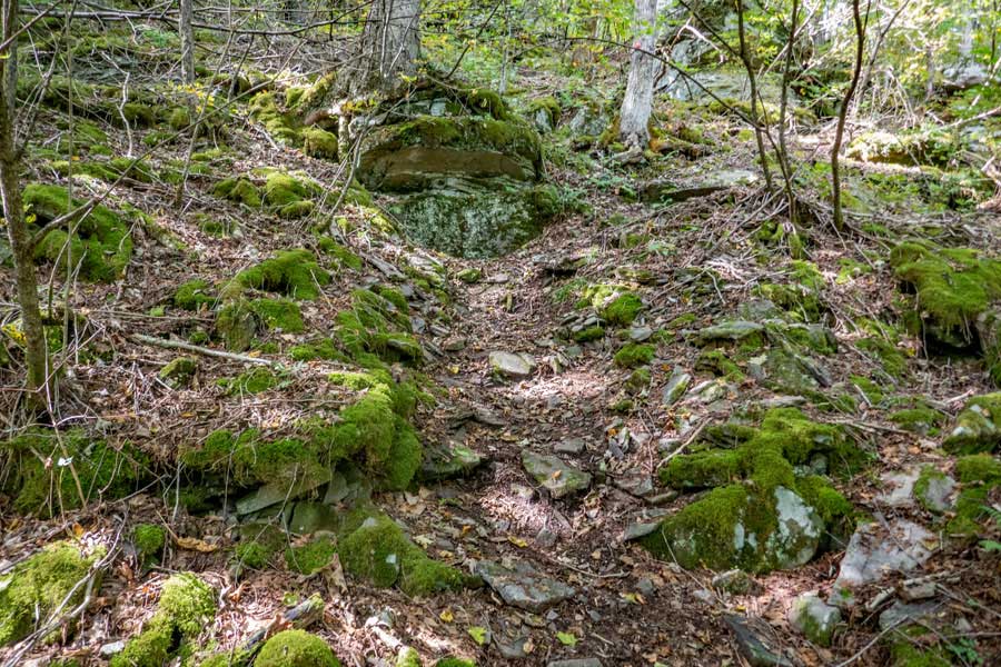 climb up the east base of Cabot Mountain on the Touch-Me-Not Trail   