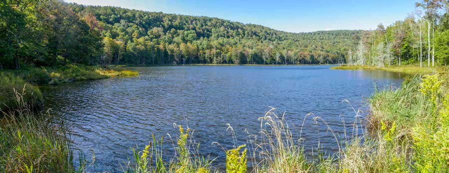 full view of Huggins Lake from the dam 
