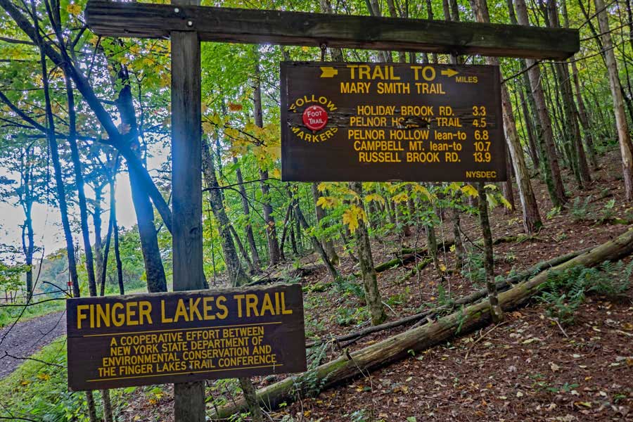 Eastern trailhead for the The Mary Smith Trail in the Delaware Wild Forest 