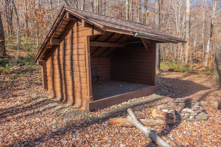 Southern Trout Pond Lean-to on the northwest side of Trout Pond