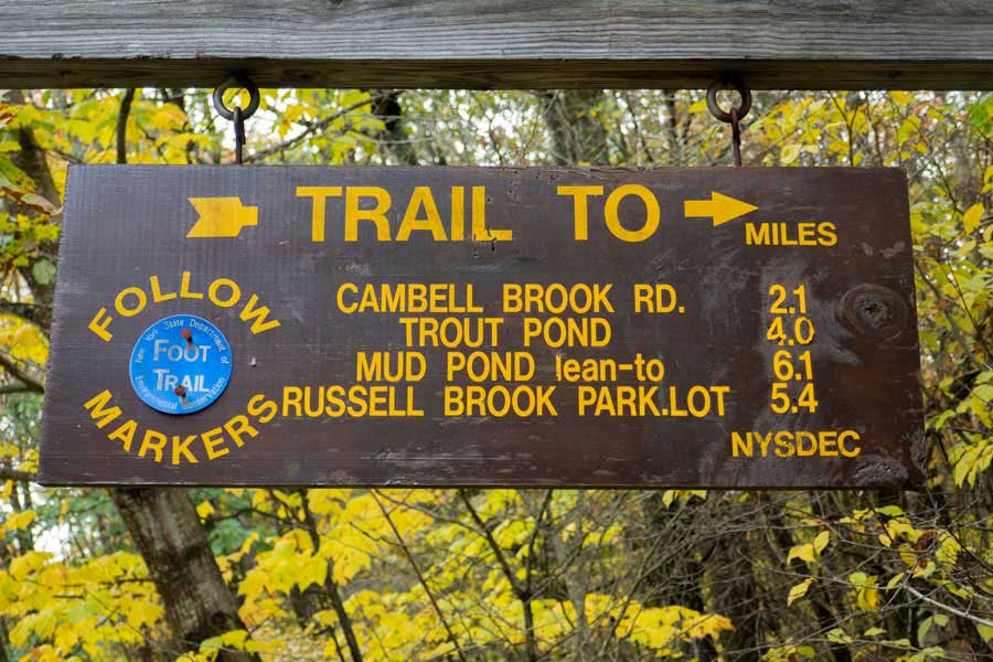 DEC sign at the northern trailhead on campbell mountain road