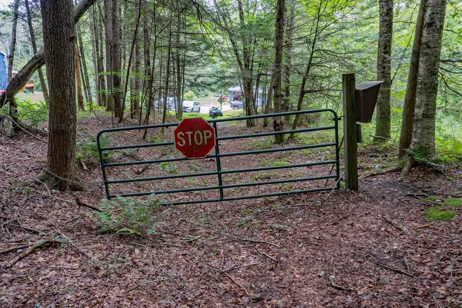 DEC gate and registration box at the end of the German Hollow Trail