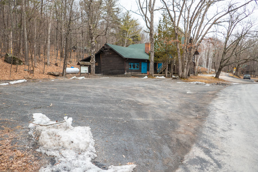 Byrdcliffe Theater parking area for the hike to Mount Guardian