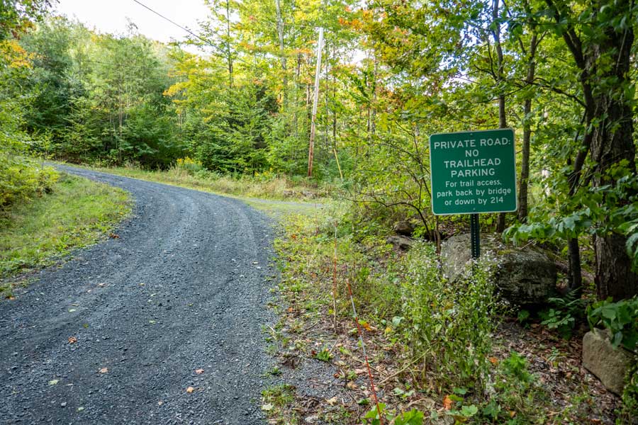hiking up Notch Inn Road to the trailhead
