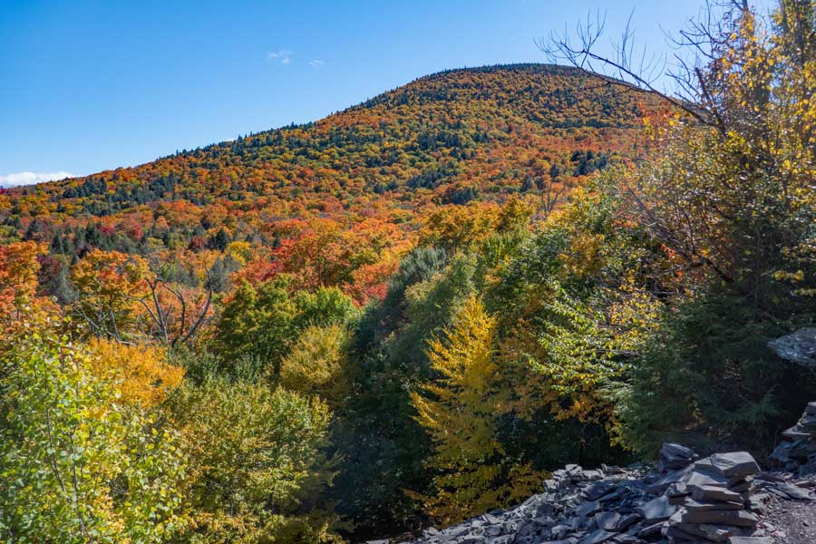 View of summit of Twin Mountain from Dibble Quarry Chairs on Pecoy Notch Trail
