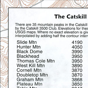AMC hiking map for Catskill Mountains sample section map chart