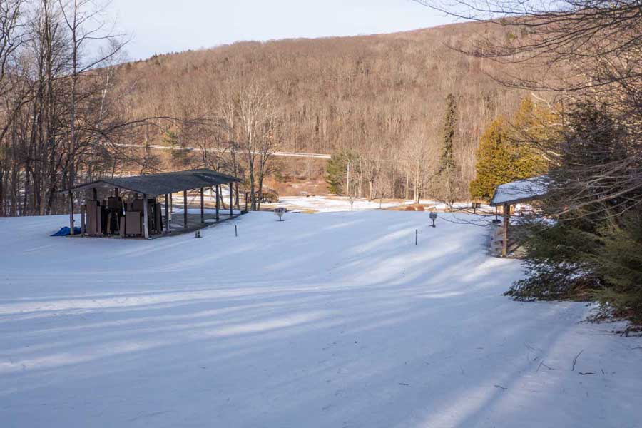 Picnic pavilions in Smith Park in Pine Hill NY