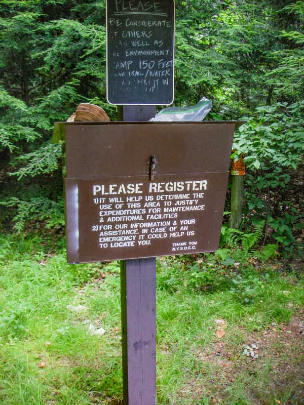 DEC registration box for table and peekamoose mountain