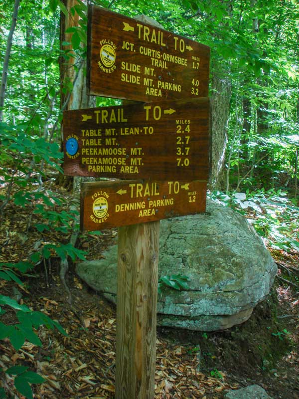 trail junction for curtis-ormsbee trail and table and peekamoose mountain