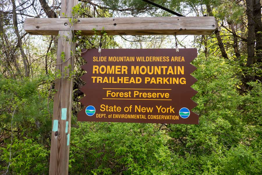 DEC sign for Romer Mountain Parking Area