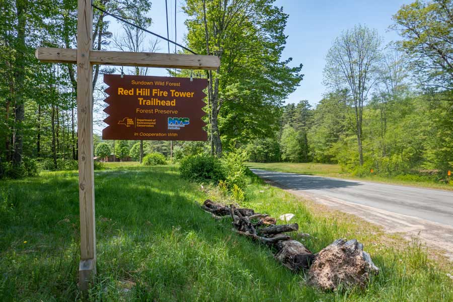 Red Hill Fire Tower parking area sign