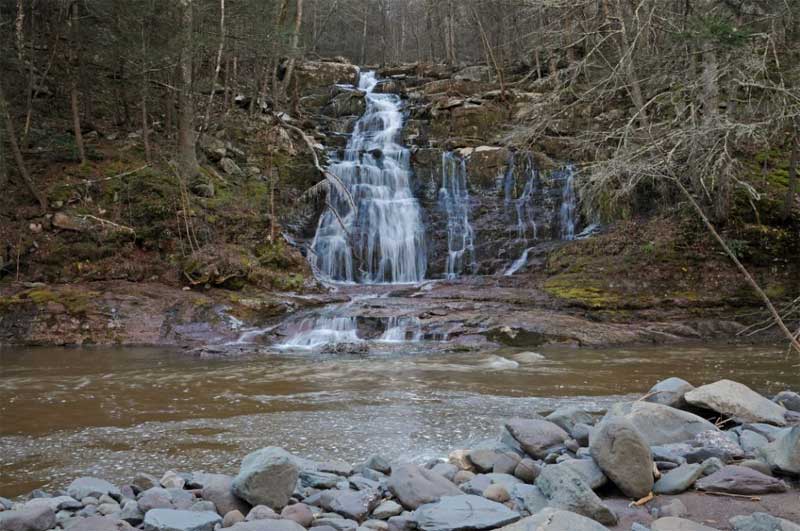 Lower Buttermilk Falls in the Buttermilk ravine in the kaaterskill clove in the catskill mountains