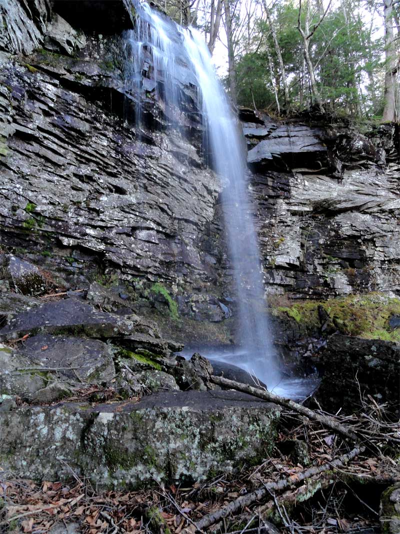 base of buttermilk falls in the kaaterskill clove in the catskill mountains