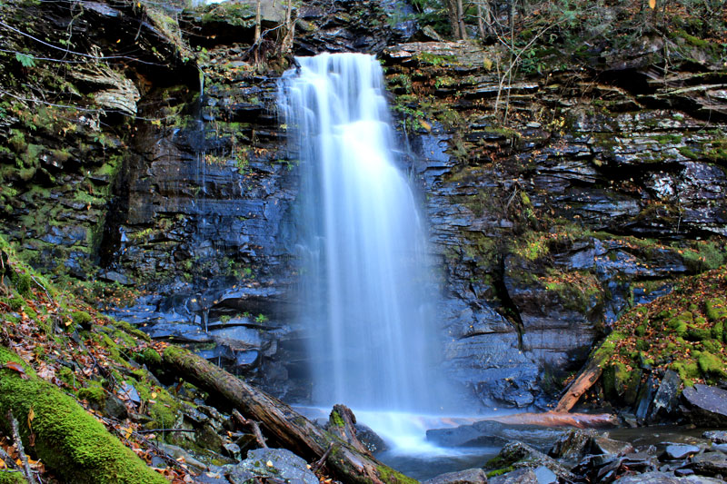 Buttermilk falls drop #6 in the kaaterskill clove in the catskill mountains at moderate water