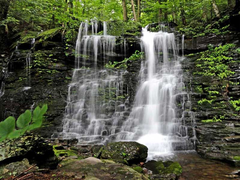 Paradox Falls in the Buttermilk ravine in the kaaterskill clove in the catskill mountains at moderate water