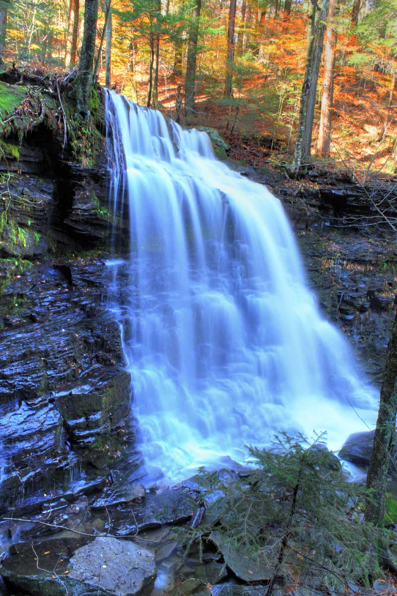 Paradox Falls in the Buttermilk ravine in the kaaterskill clove in the catskill mountains at moderate water