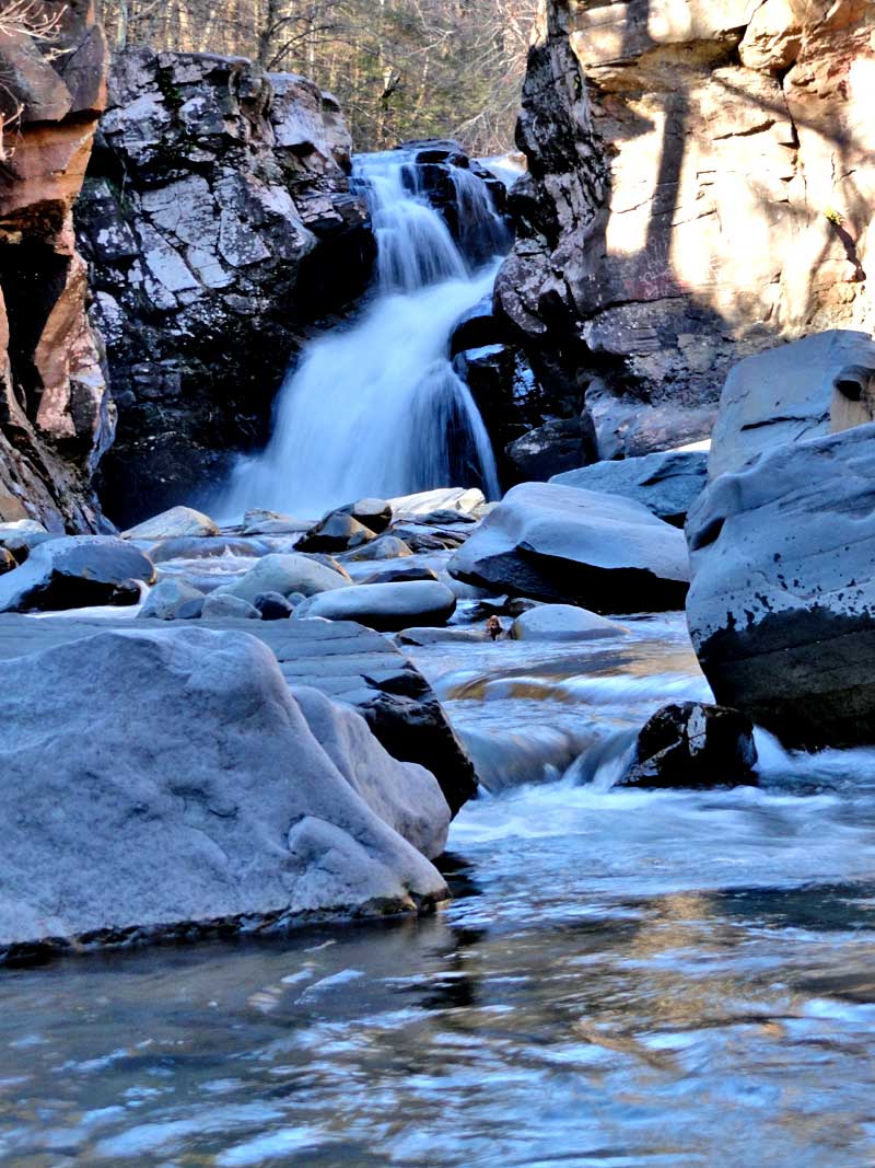 view of the Fawn's Leap from the base of the falls