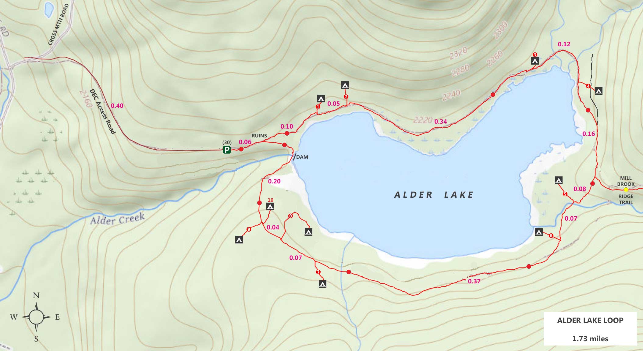 Map of the Alder Lake in the Balsam Lake Mountain Wild Forest