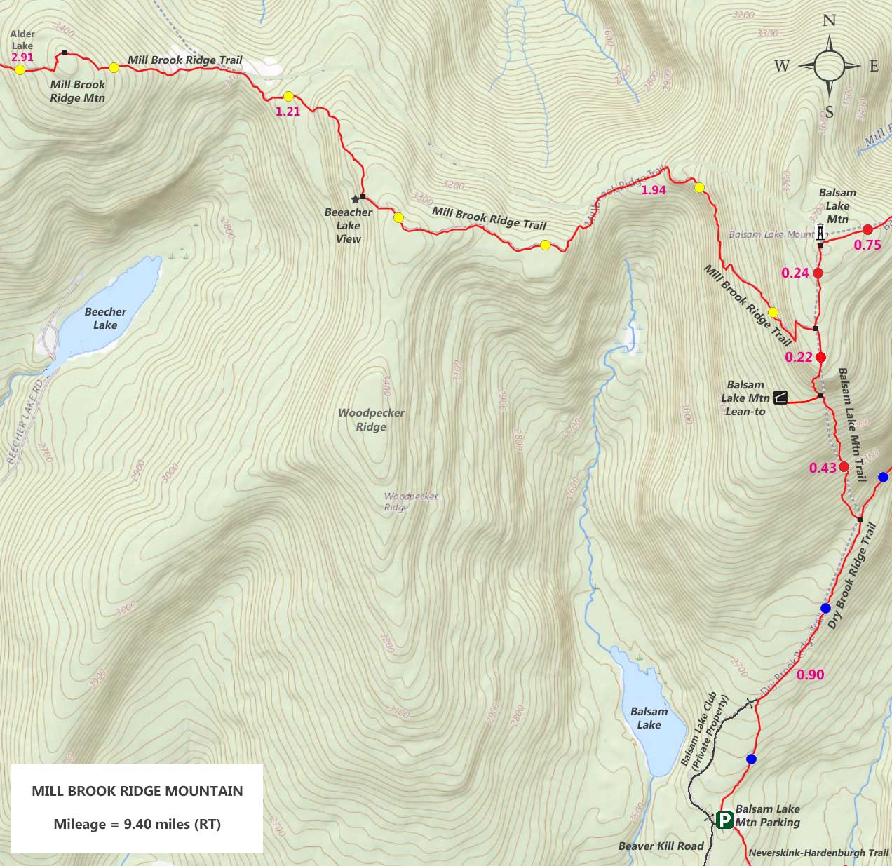 Map of the Mill Brook Ridge Mountain Wild Forest