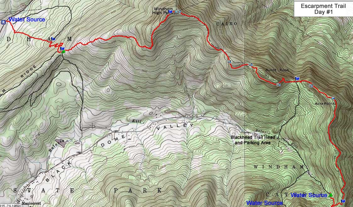 gps map of hike to windham high peak