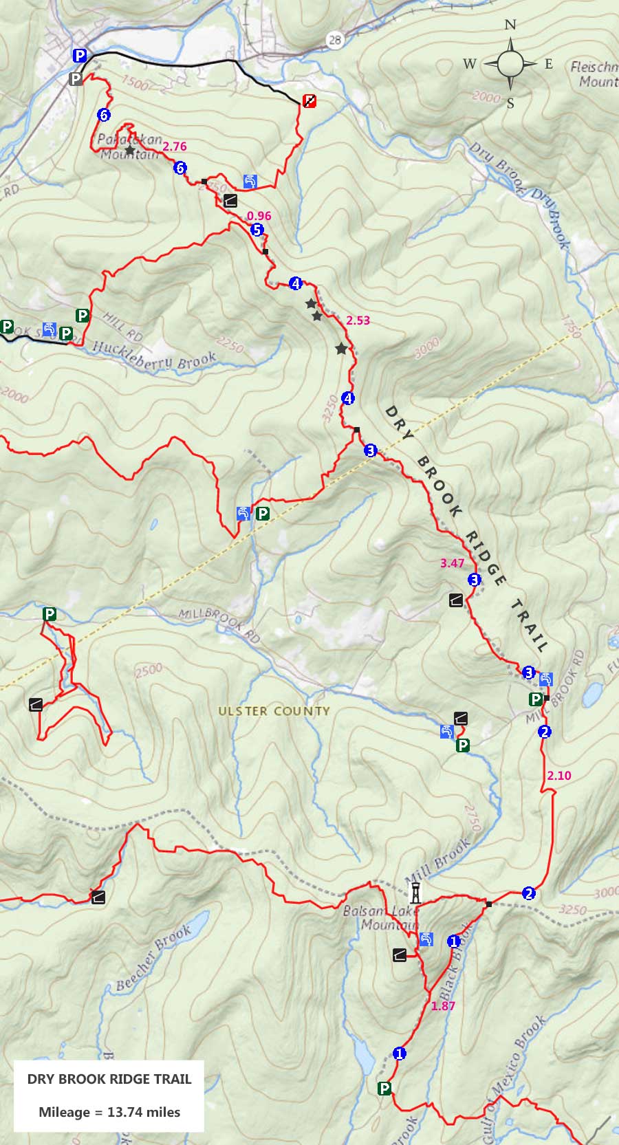 Map of the Dry Brook Ridge Trail