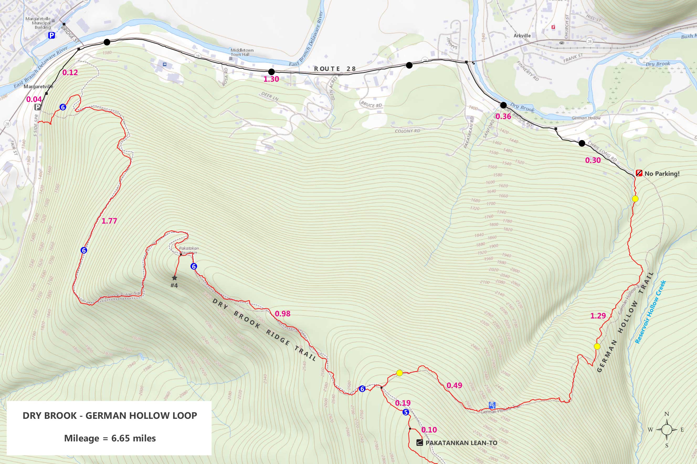 Map of the Dry Brook Ridge Trail