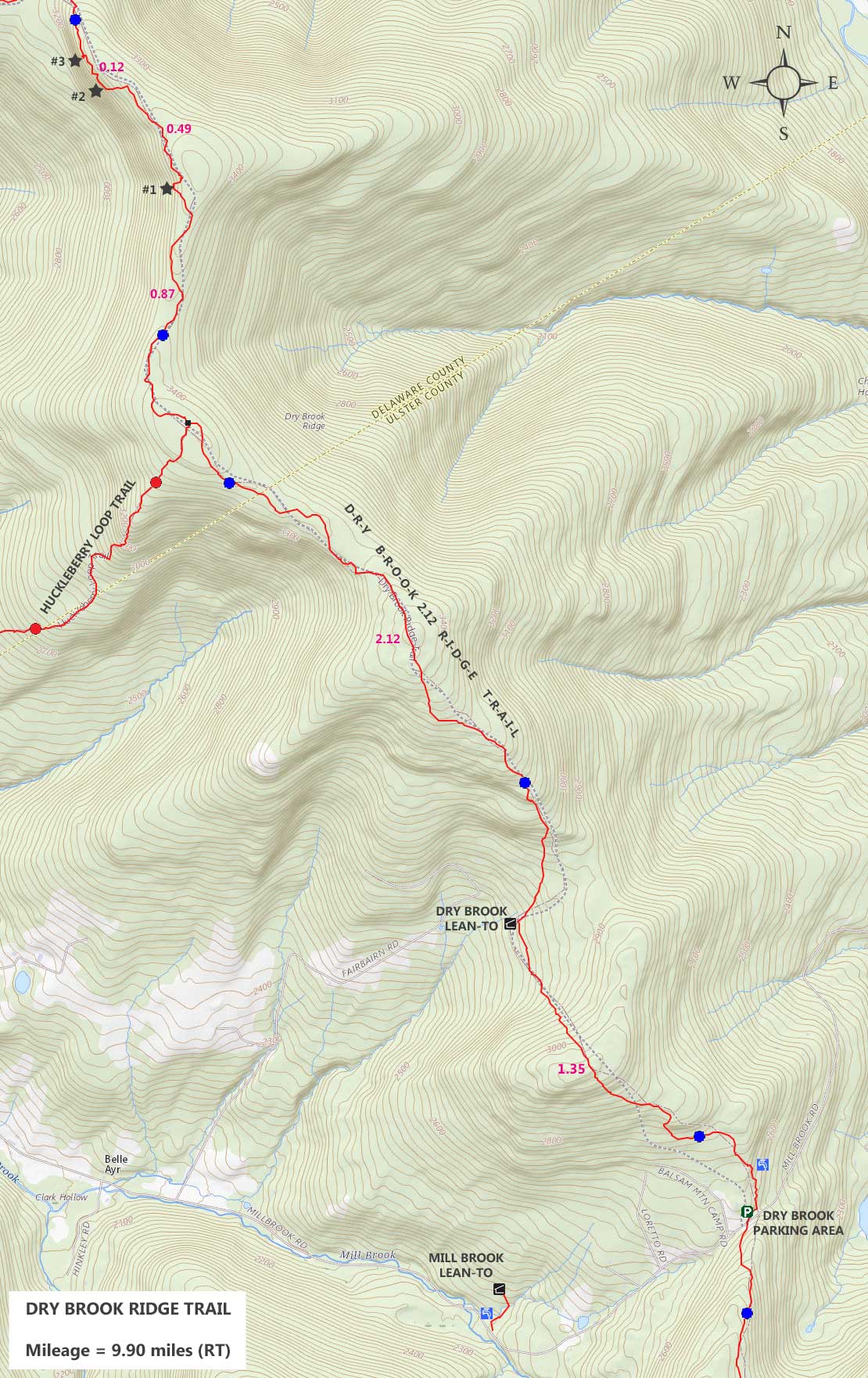 Map of the Dry Brook Ridge Trail