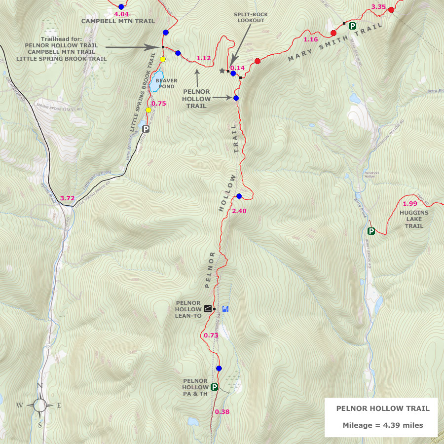 Map of the Pelnor Hollow Trail in the Delaware Wild Forest