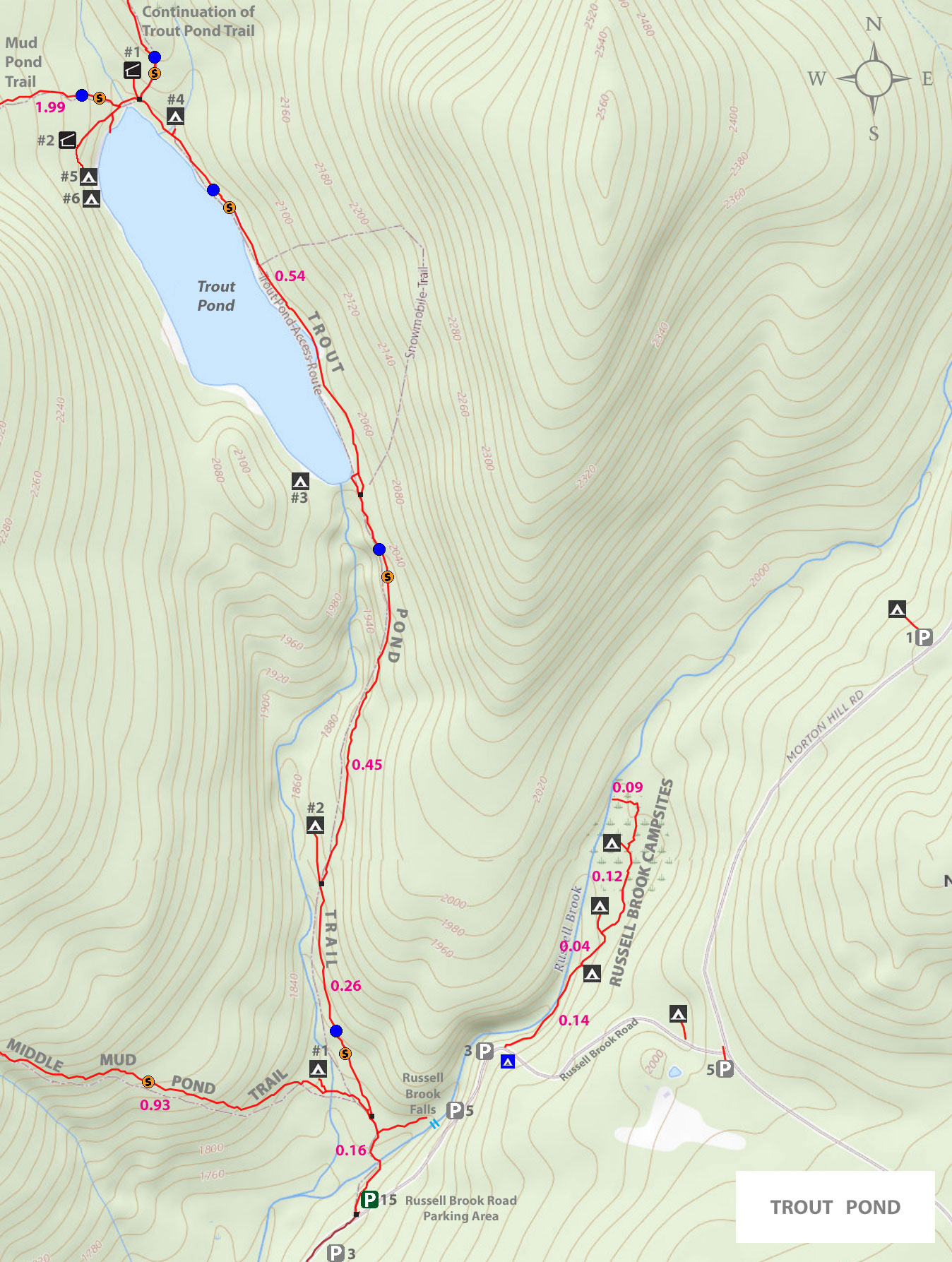 Map of the Trout Pond in the Delaware Wild Forest
