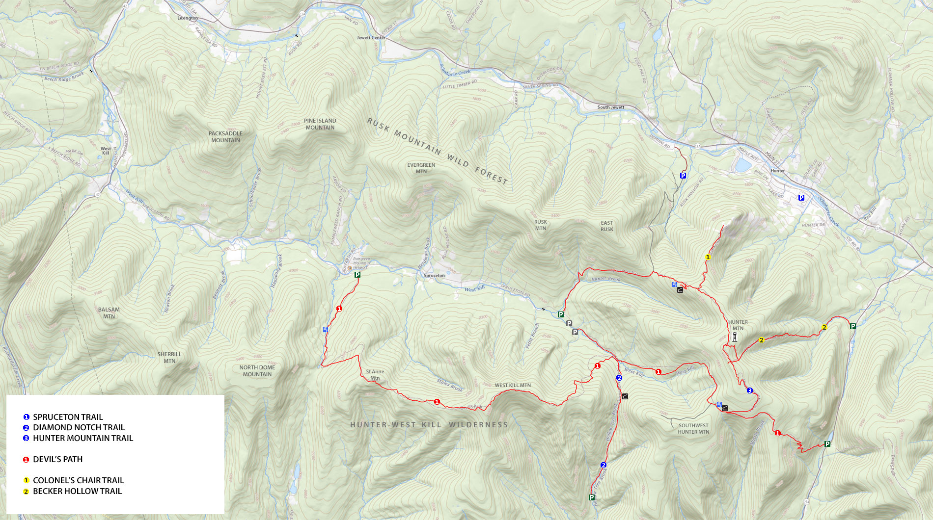 hunter-west kill hiking map