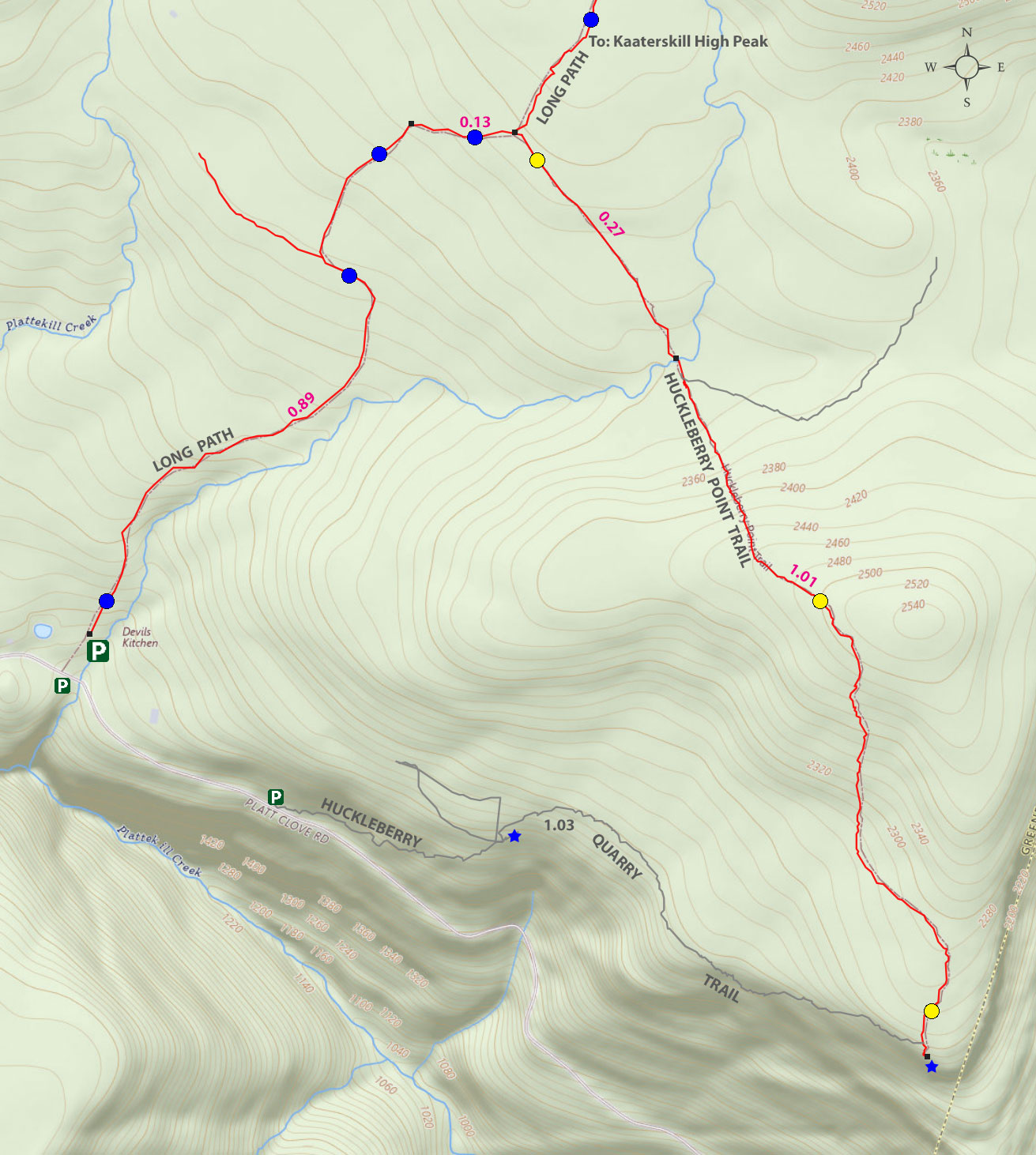 Map of trail to Huckleberry Point