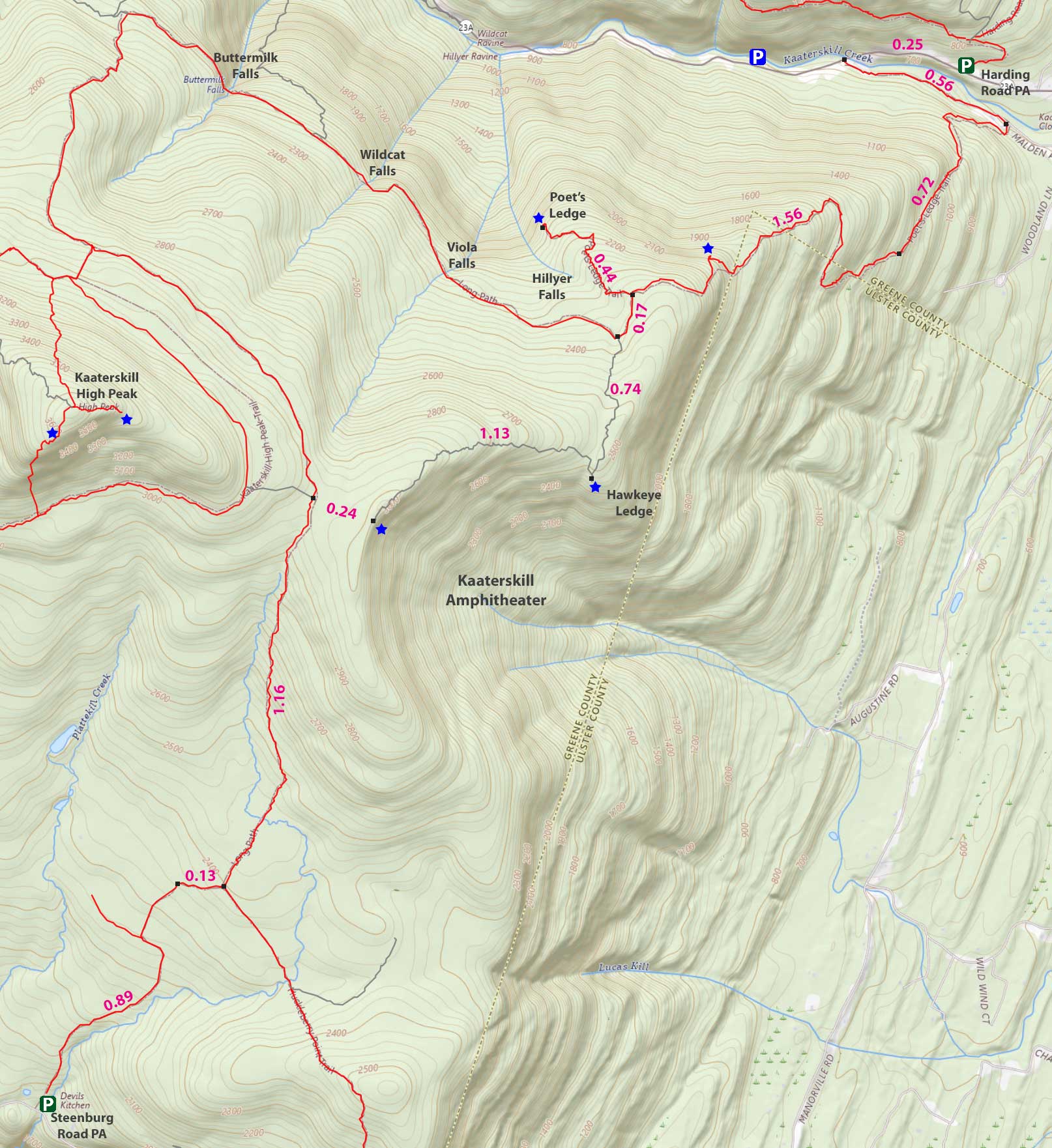 kaaterskill amphitheater hawkeye ledge map