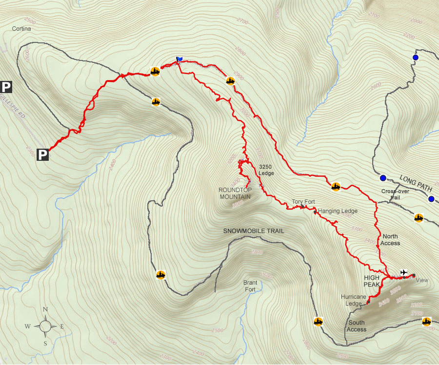 Catskill Mountains RoundTop Mountain Kaaterskill High Peak GPS map
