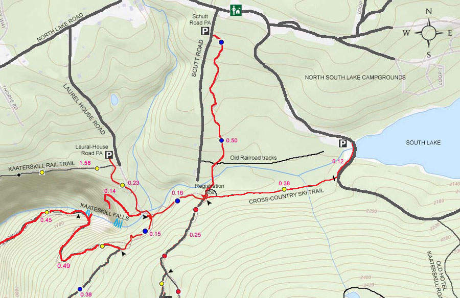 map of trails around Kaaterskill Falls