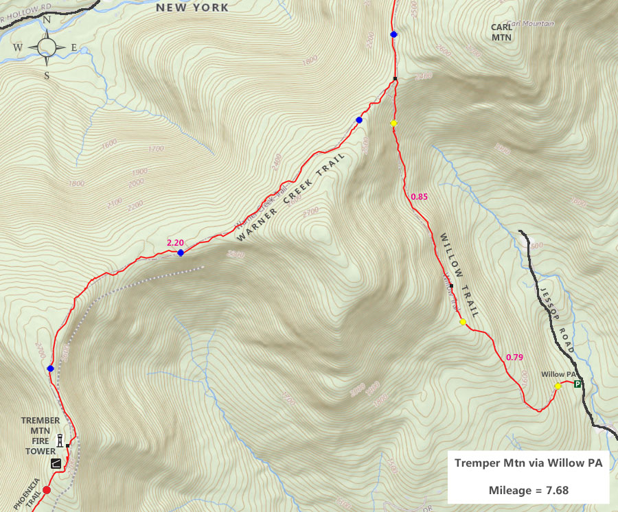 Tremper Mountain Trail map